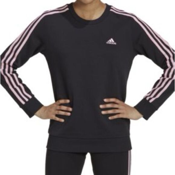Adidas Black and Pink Stripe Sweatshirt - Picture 1 of 4